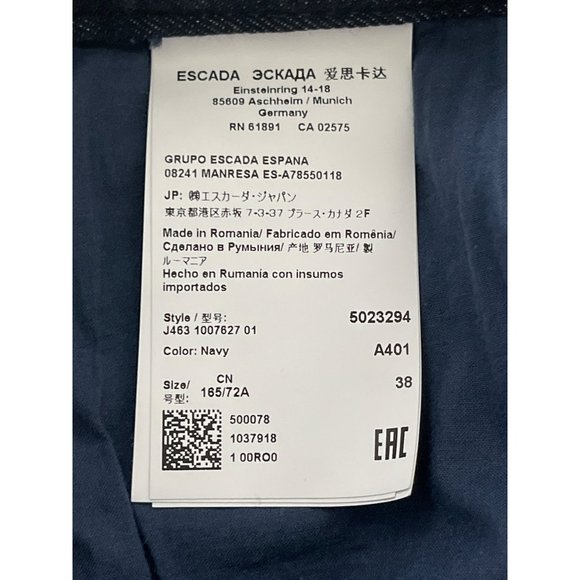 Escada Women's Patterned Straight Leg‎ Jeans Size 8 / 38 NWT $285 Metal Logo - Picture 8 of 12